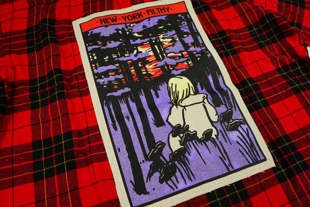 Mystic Forest Button Up Flannel Shirt- Red/Black/Yellow