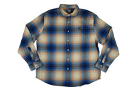 Dancer Button Up Flannel Shirt- Cream/Blue/Tan