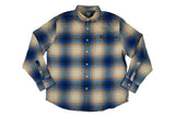 Dancer Button Up Flannel Shirt- Cream/Blue/Tan