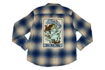 Dancer Button Up Flannel Shirt- Cream/Blue/Tan