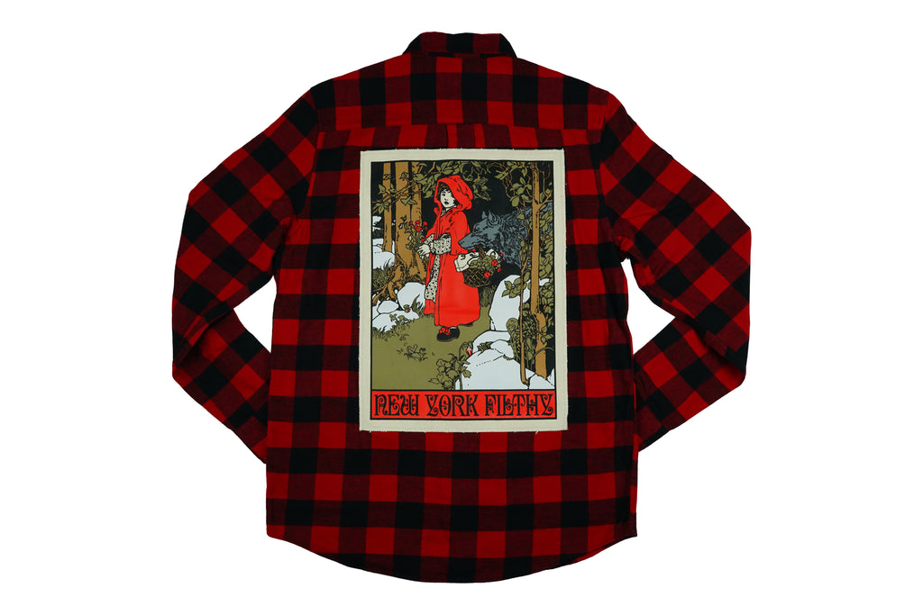 Red Riding Hood v2 Button Up Flannel Shirt- Red/Black