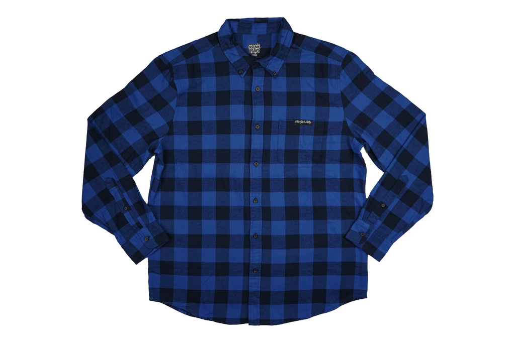Moonlight Serenade Button Up Flannel Shirt- Blue/Black