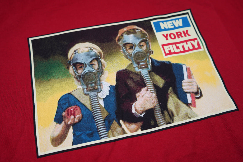 Gas Masks Tee - Dark Red