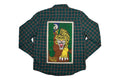 Jungle Button Up Flannel Shirt- Emerald/Yellow