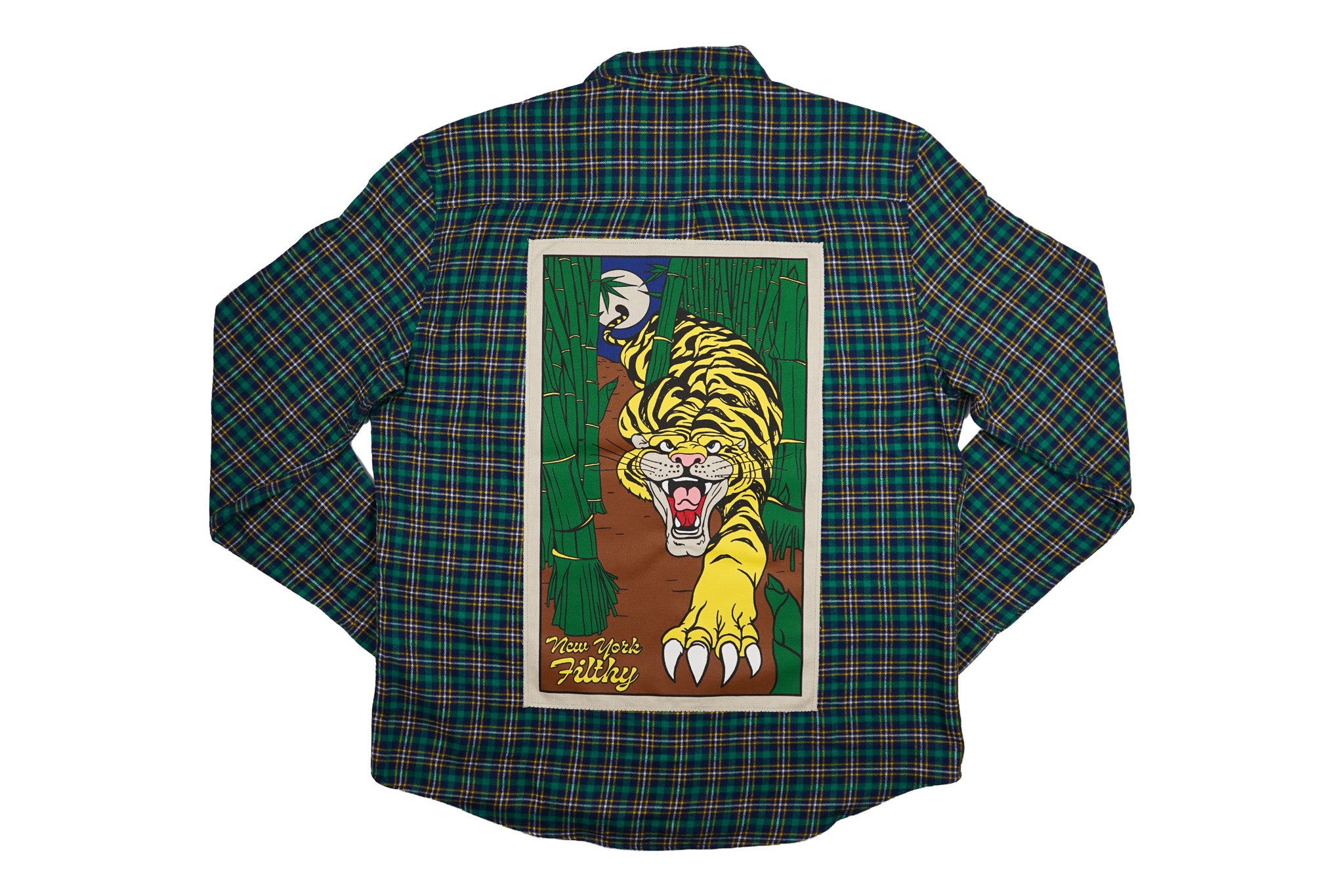 Jungle Button Up Flannel Shirt- Emerald/Yellow
