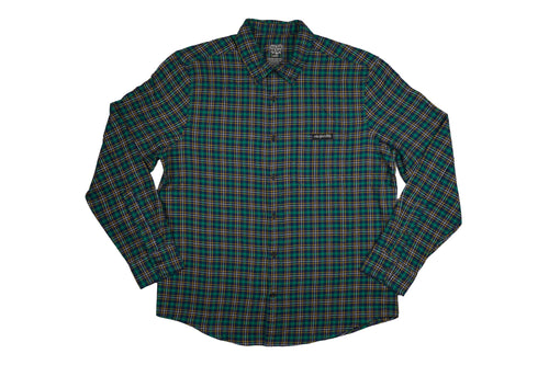 Jungle Button Up Flannel Shirt- Emerald/Yellow