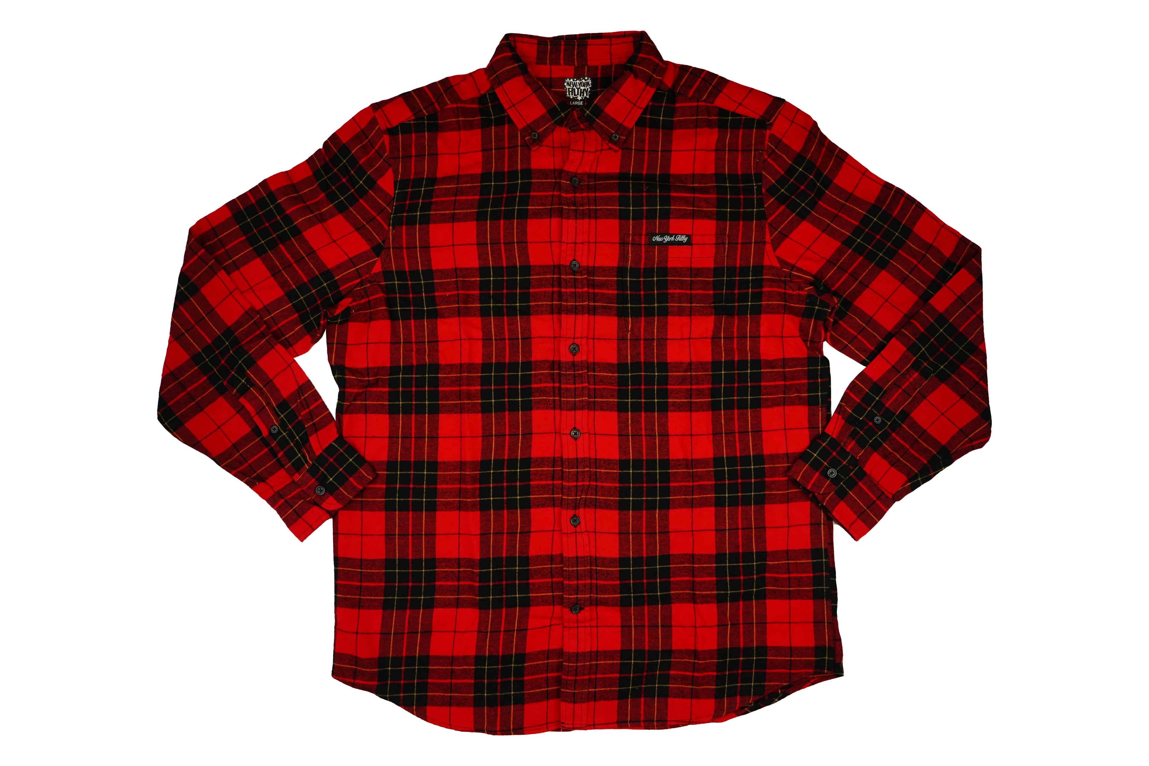 Mystic Forest Button Up Flannel Shirt- Red/Black/Yellow
