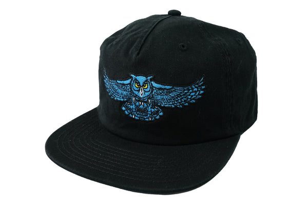 Owl 5 Panel Hat - Black