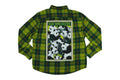 Panda Button Up Flannel Shirt- Lime/Forest
