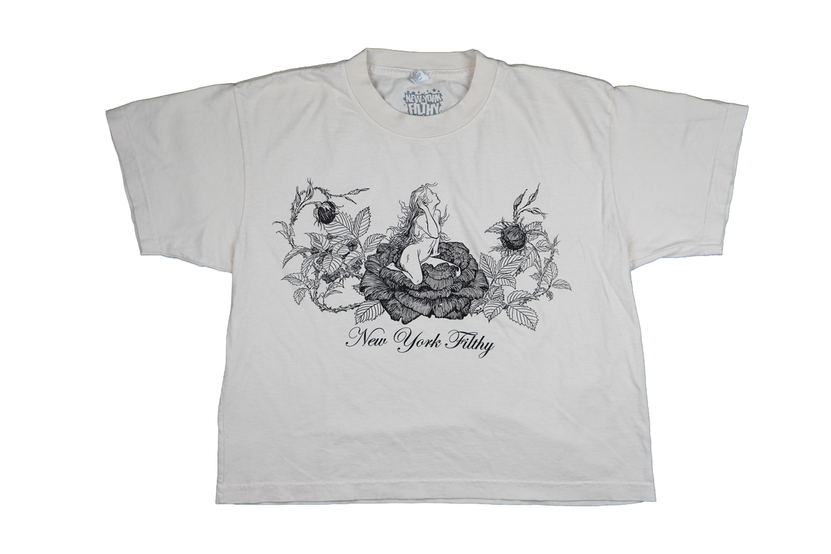 Rose Cropped Tee - Creme