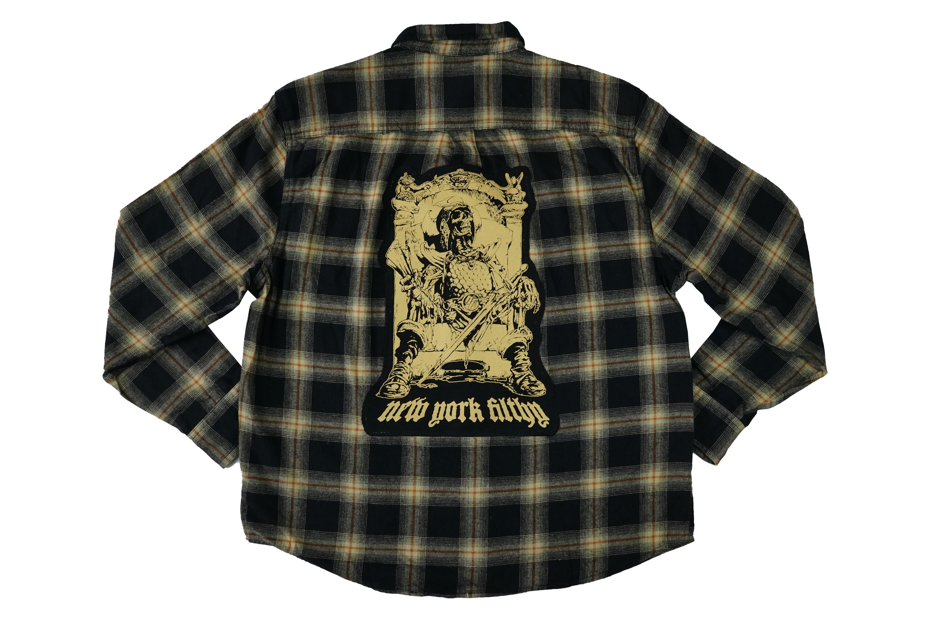 Throne Button Up Flannel Shirt- Black/Tan