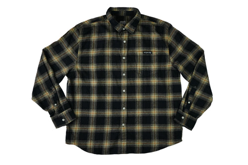 Throne Button Up Flannel Shirt- Black/Tan