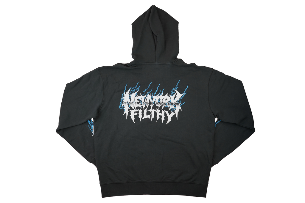 White Tiger Zip Hoodie- Faded Black